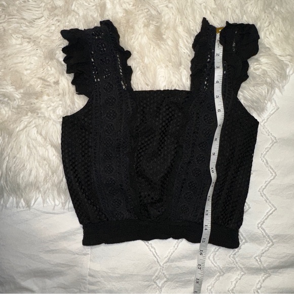 Willow & Root / Buckle | Mesh Tank Top Crop Lace Crochet Off Shoulder Black - Picture 13 of 14